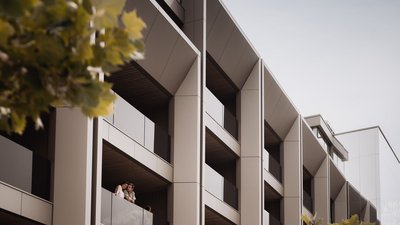 Photos from your hotel in Pfalzen in Val Pusteria/Pustertal Couple on balcony of modern apartment building